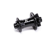 Black Radio Sonar MTB front hub with 6-bolt disc mount and thru-axle design for mountain bikes