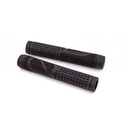 Pair of black S&M MICRO-RIBBED SHIELD flangeless bicycle grips with dual textured patterns and nylon plug bar ends.