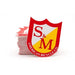 S&M SHIELD medium BMX sticker 5.5cm by 4.8cm high quality red and yellow shield design