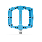 Extra-large SALTPLUS HQ PC PEDALS in cyan with a super-slim nylon design, featuring sealed bearings and replaceable steel pins.