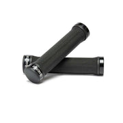 SALTPLUS LOCKED GRIPS, double clamp lock-on grips, soft kraton rubber, CNC alloy lockrings, black color.