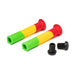 SALTPLUS XL GRIPS in Rasta color with flanged design and push-in bar ends.