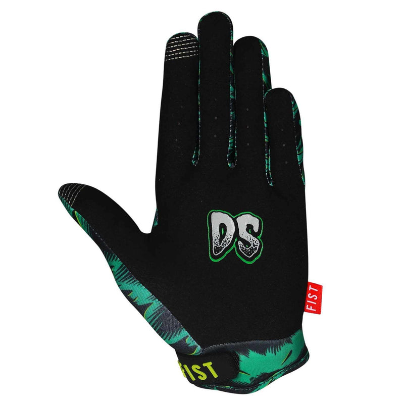 Black and green FIST Green Strapped Sandman lightweight breathable gloves with touchscreen fingertips and adjustable closure