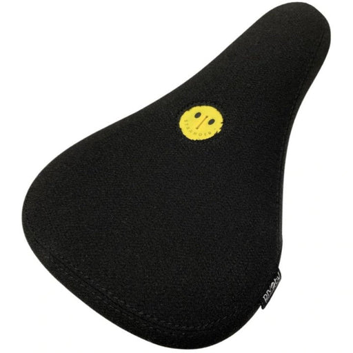 STRANGER JCAP SEAT fat pivotal bike seat with custom-molded patch designed by Jordan Capece in black