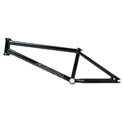 Black Stranger Royale Frame BMX bike frame with Eric Lichtenberger signature, made of durable Japanese Chromoly tubing, brakeless design, and integrated seat post clamp.
