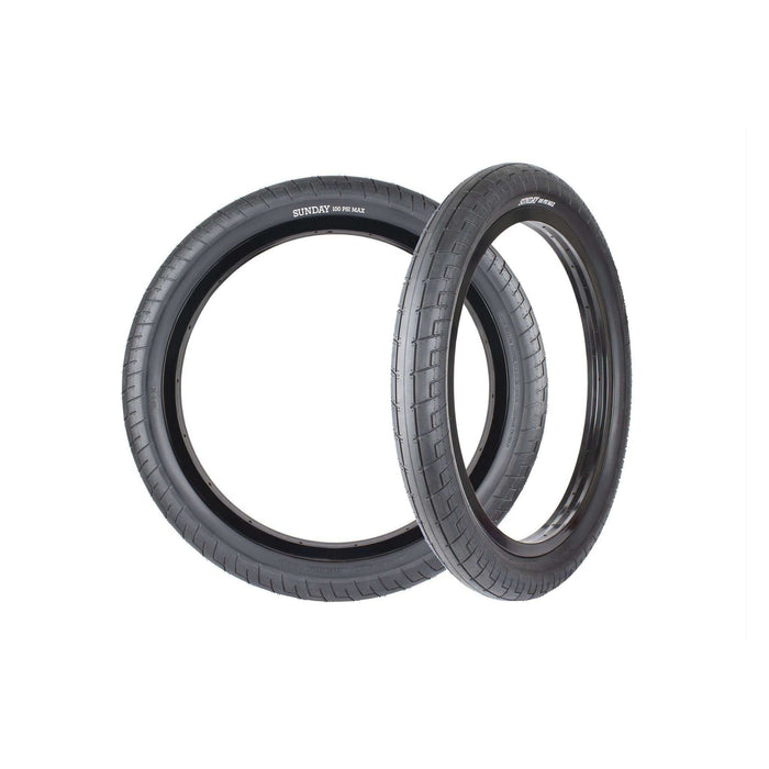 Sunday Street Sweeper v2 black bike tires with directional tread and Jake Seeley signature design