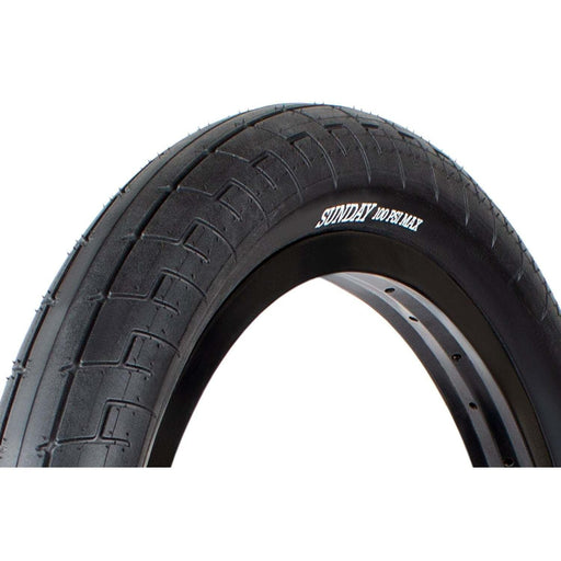 Sunday Street Sweeper black bicycle tire with directional tread and Jake Seeley signature design, 20x2.40 size, 100 PSI max.