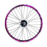 SALT EX cassette rear wheel with black and purple splatter rim, featuring SALT Valon rim and EX rear hub.