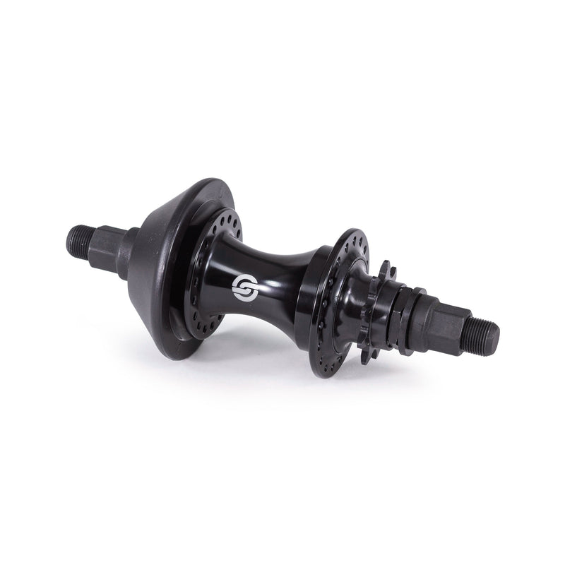 Black SALT EX cassette hub with 14mm solid axle, 36H and 28H sealed design, including nylon hub guard