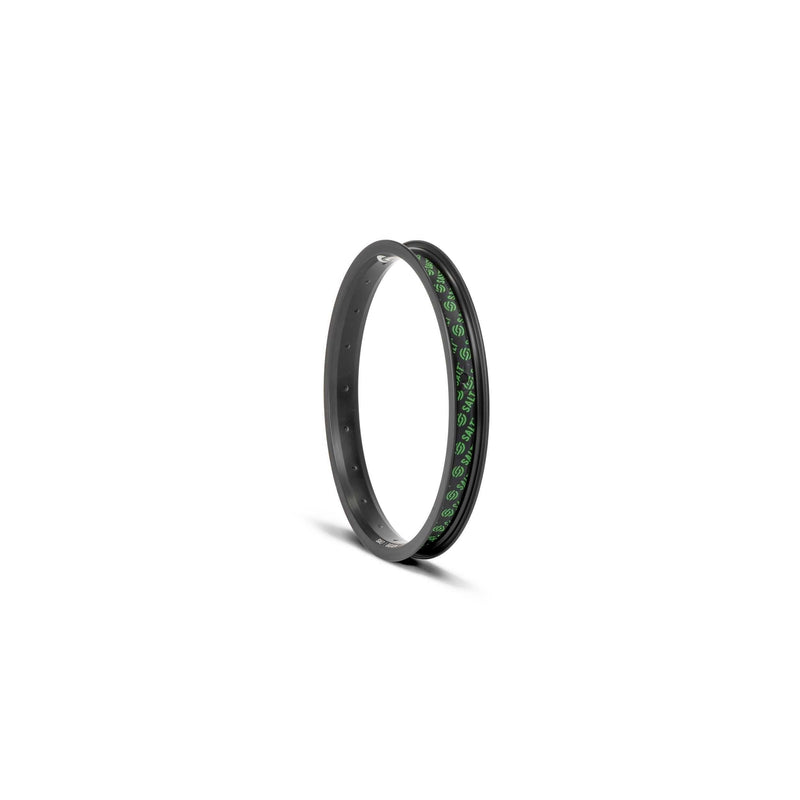 SALT BEAM RIM black 12 and 14 inch alloy single wall bike rim with thicker sidewalls and green branding