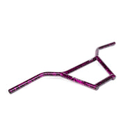 Salt Classic 4-piece chromoly BMX handlebar in purple splatter design with 9.5-inch rise and 3-degree upsweep.