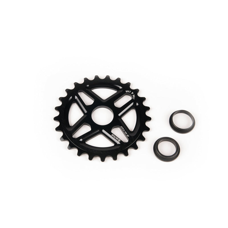High-quality Saltplus Center Sprocket with spindle adapters, black color, CNC machined 6061-T6 alloy.