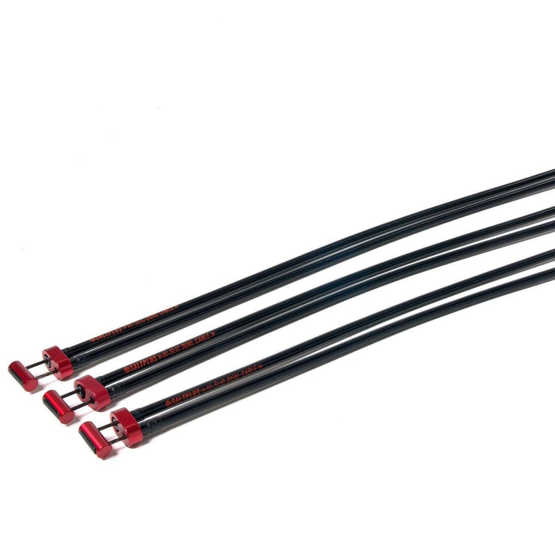 SALTPLUS DUAL ROTOR CABLE black upper section bike brake cables with red metal end caps in various lengths