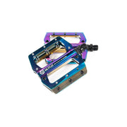 SALTPLUS ECHO PEDALS CNC machined 6061-T6 alloy bike pedals with sealed bearings and replaceable pins in oil slick color.