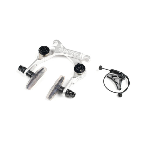 SALTPLUS ECHO REAR U-BRAKE in silver polished with clear brake pads and hardware.