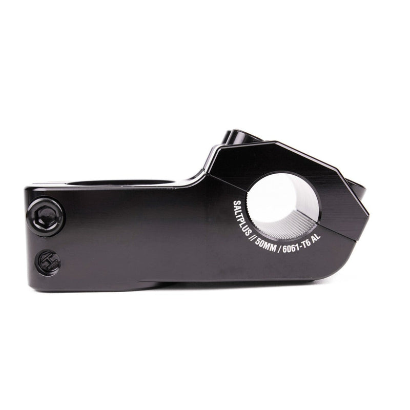 SALTPLUS FIELD TOPLOAD STEM in black with 23mm rise, 50mm reach, CNC machined 6061-T6 alloy.