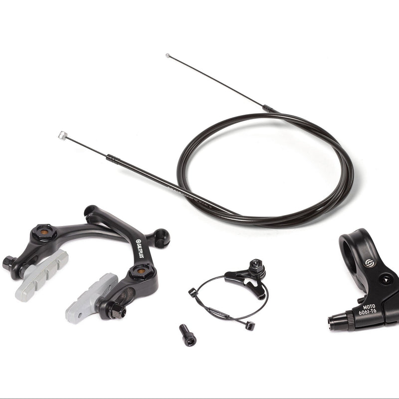 SALTPLUS GEO XL black brake kit with U-brake, lever, cable, hanger, and brake pads for 2.40" tires
