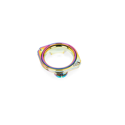 SALTPLUS GEO ROTOR in oil slick finish; CNC machined alloy with durable bushing.