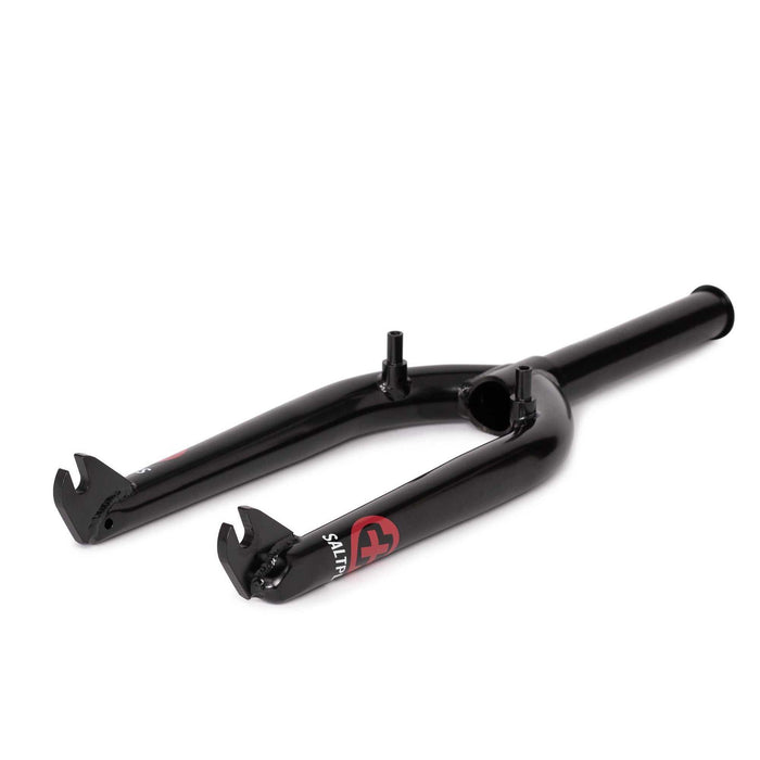 Black Saltplus HQ Fork with 1pc CNC chromoly steerer, 26mm offset, laser cut dropouts, and U-brake mounts.