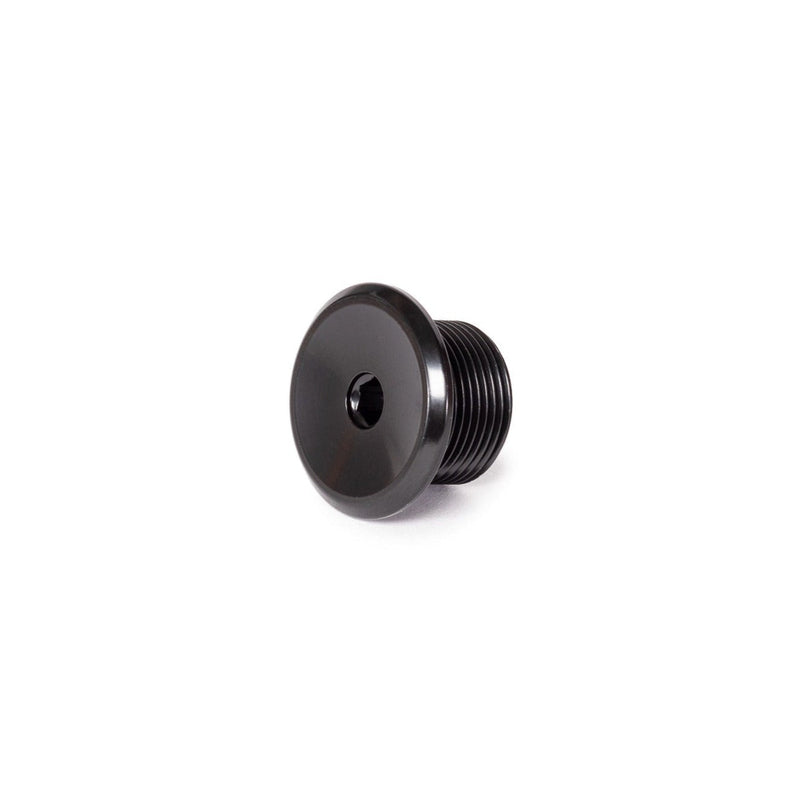SALTPLUS HQ fork top bolt in black, M24 alloy construction, lightweight design.