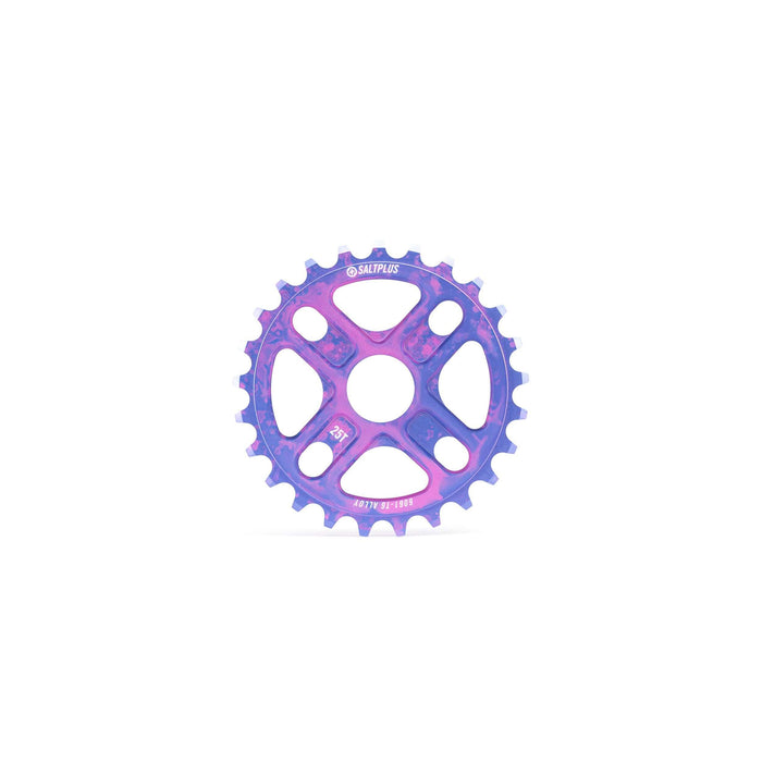 SALTPLUS MANTA SPROCKET CNC machined alloy bike sprocket in nebula purple with 25 teeth and four bolt holes.