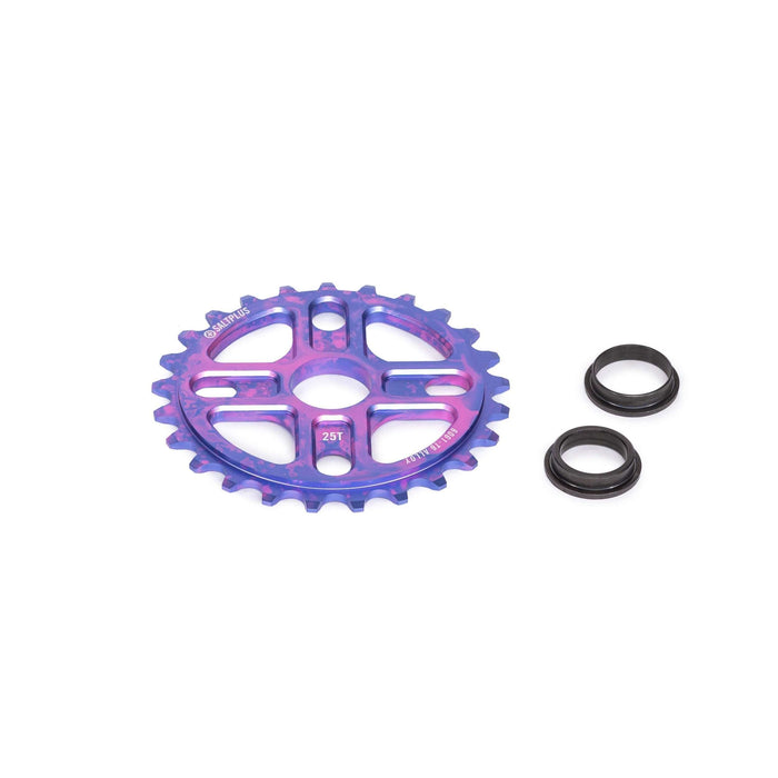 SALTPLUS MANTA SPROCKET 25t purple alloy BMX sprocket with 4 bolt holes and spindle adapters