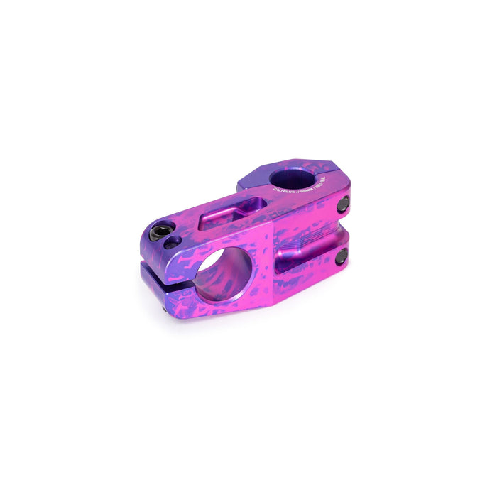 SALTPLUS MANTA STEM in Oil Slick color, CNC machined 6061-T6 alloy with 33mm rise, 50mm reach, and STC clamping.
