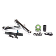 Chrome SALTPLUS METRON 48 crankset with 19mm spindle, bearings, and mounting hardware on white background