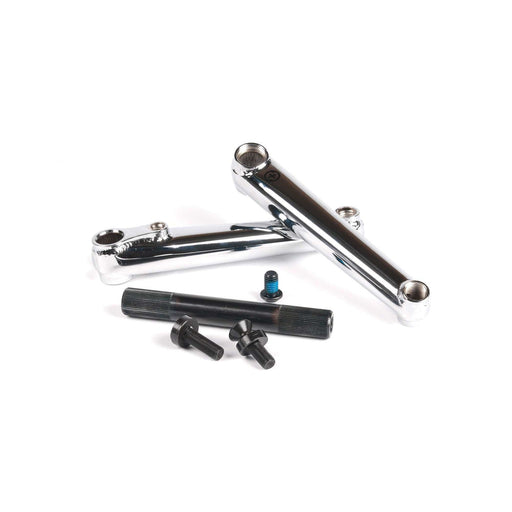 SALTPLUS METRON 48 CRANK set with chrome tubular arms, 19mm 48 spline spindle, bolts, and mid bottom bracket for BMX bike.