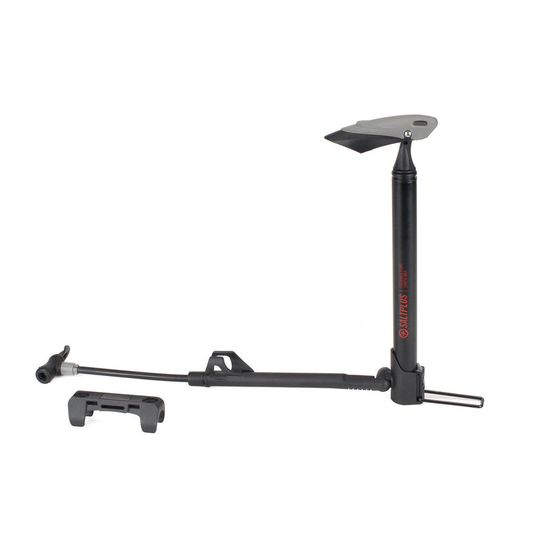 SALTPLUS MINI PUMP in black, compatible with Schrader and Presta valves.