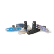 SALTPLUS PROPELLER BRAKE PADS with soft rubber compound in black, clear, cyan, purple, and titan colors, including mounting hardware.