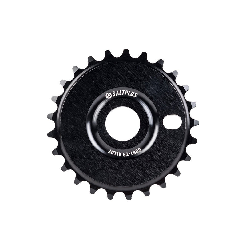 Black SALTPLUS SOLIDUS SPROCKET 28t CNC machined alloy bike sprocket with 19mm and 22mm spindle adapters