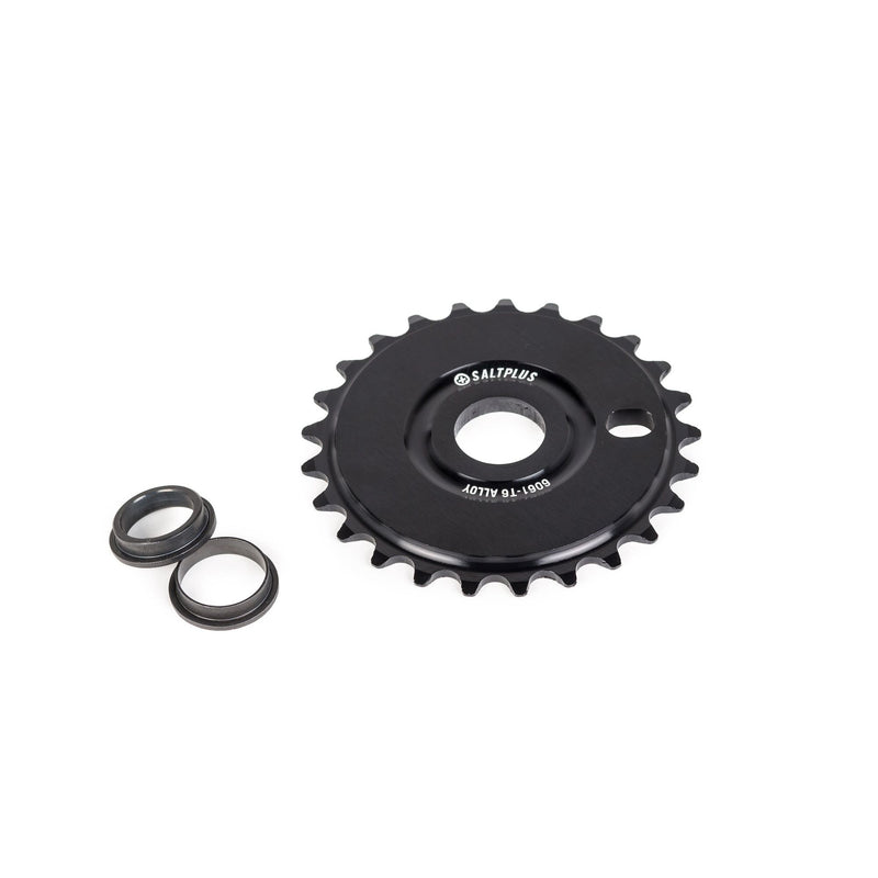SALTPLUS SOLIDUS SPROCKET, CNC machined alloy, black, with spindle adapters.