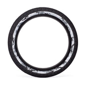 SALTPLUS STING TIRE 20-inch BMX tire with black and white camouflage sidewall, smooth center tread and aggressive knurling for versatile grip on all surfaces