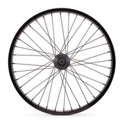SALTPLUS SUMMIT FRONT WHEEL, black, with 36mm summit street rim, sealed front hub, and nylon hub guards.