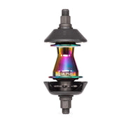 SALTPLUS TRAPEZ cassette hub in oil slick color with SDS switch drive system, featuring 36 spoke holes and nylon hub guards.