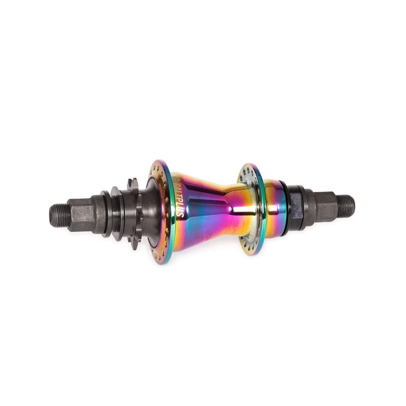 SALTPLUS TRAPEZ CASSETTE HUB in oil slick color with SDS driver and nylon hub guards.