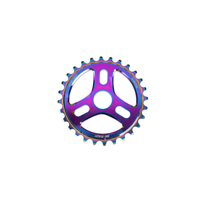 SALTPLUS TRIDENT SPROCKET with three spoke design in Oil Slick color.