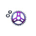 SALTPLUS TRIDENT SPROCKET with oil slick finish, three spoke design, 19mm and 22mm spindle adapters.