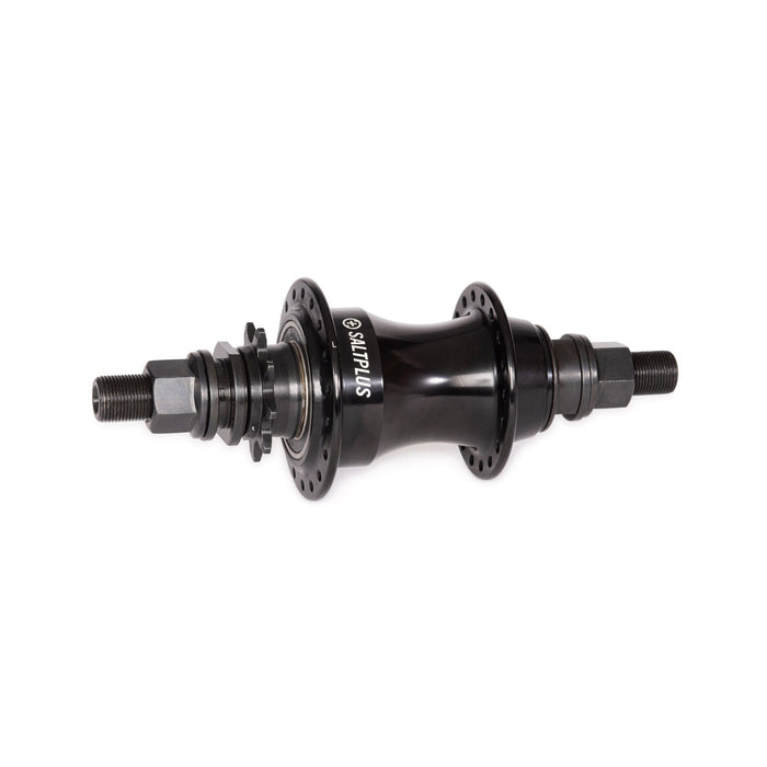 SALTPLUS VERTEX FREECOASTER hub in black with 36 spoke holes, featuring a sealed mechanism and adjustable slack.