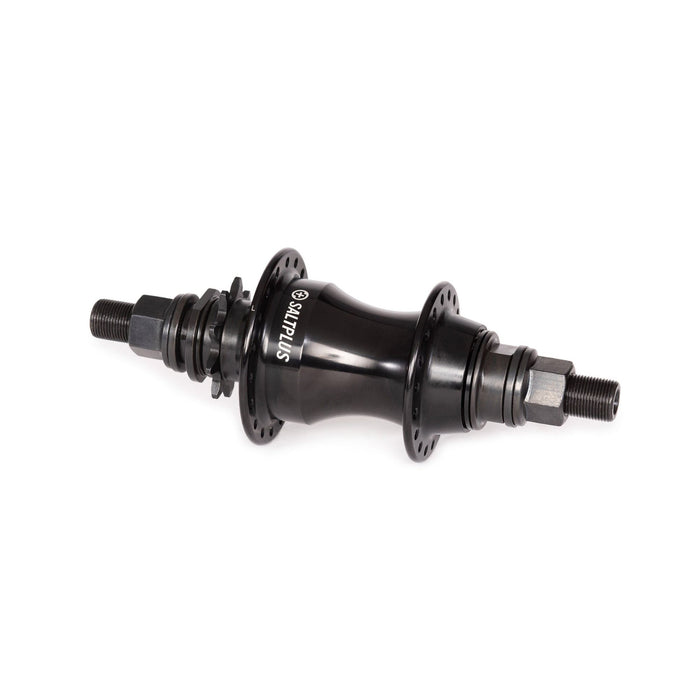 SALTPLUS VERTEX FREECOASTER HUB in black with 36 spoke holes and adjustable slack features.