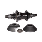 SALTPLUS VERTEX FREECOASTER hub in black, featuring 36 spoke holes, smooth clutch mechanism, and adjustable slack with included nylon guards.