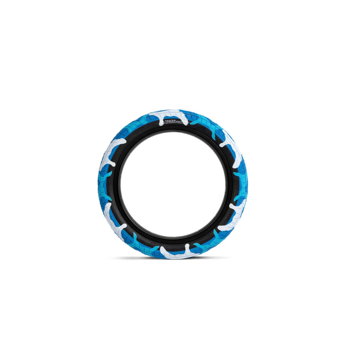 Salt Tracer Tire BMX tire with blue camo tread and modern directional design for style and performance.