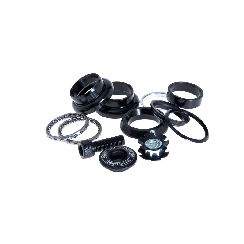 SALT AM HEADSET in black, featuring strong BMX steel cups, alloy compression ring, and caged ball bearings.