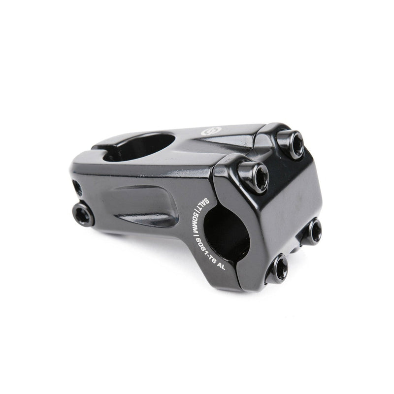 SALT AM 50 FRONTLOAD STEM in black, alloy 6061-T6, shark tooth clamping, 50mm reach.