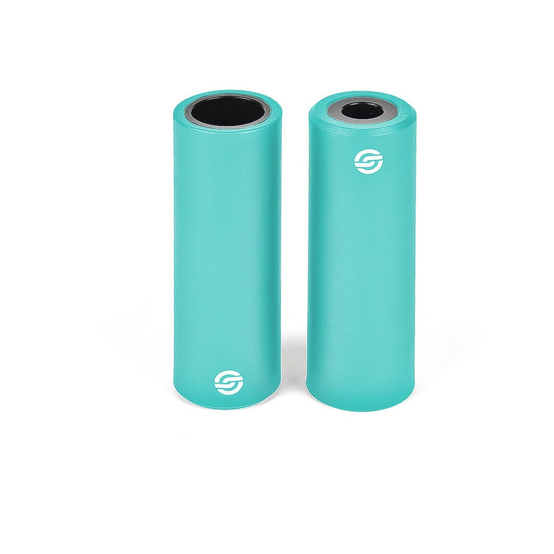 SALT AM nylon pegs for BMX, 4.5-inch length, steel core, turquoise, pair.