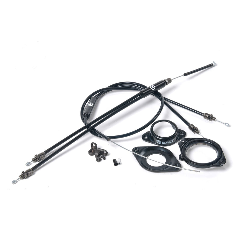 Black Salt Am Rotor Set for bikes, includes upper and lower rotor-cables, removable gyro tabs, and all necessary parts, available in 1" and 1-1/8" sizes.