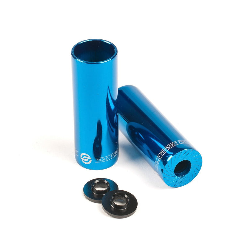 SALT AM PEGS steel bike pegs pair in blue, 4.15" length, oilslick color option.