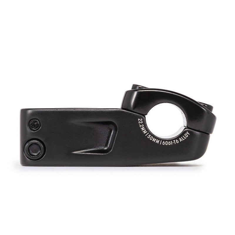Black SALT COMP TOPLOADER STEM, alloy 6061-T6, 26mm rise, 50mm reach, trail-style design.