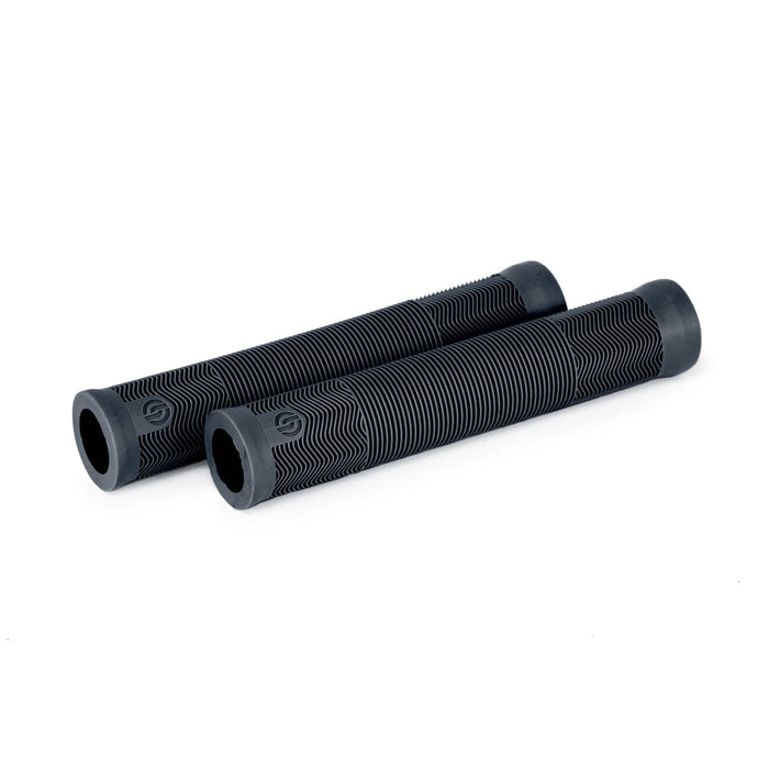 SALT EX GRIPS, flangeless black bicycle grips, soft kraton compound, 154mm length, 28mm diameter, includes push-in bar ends.